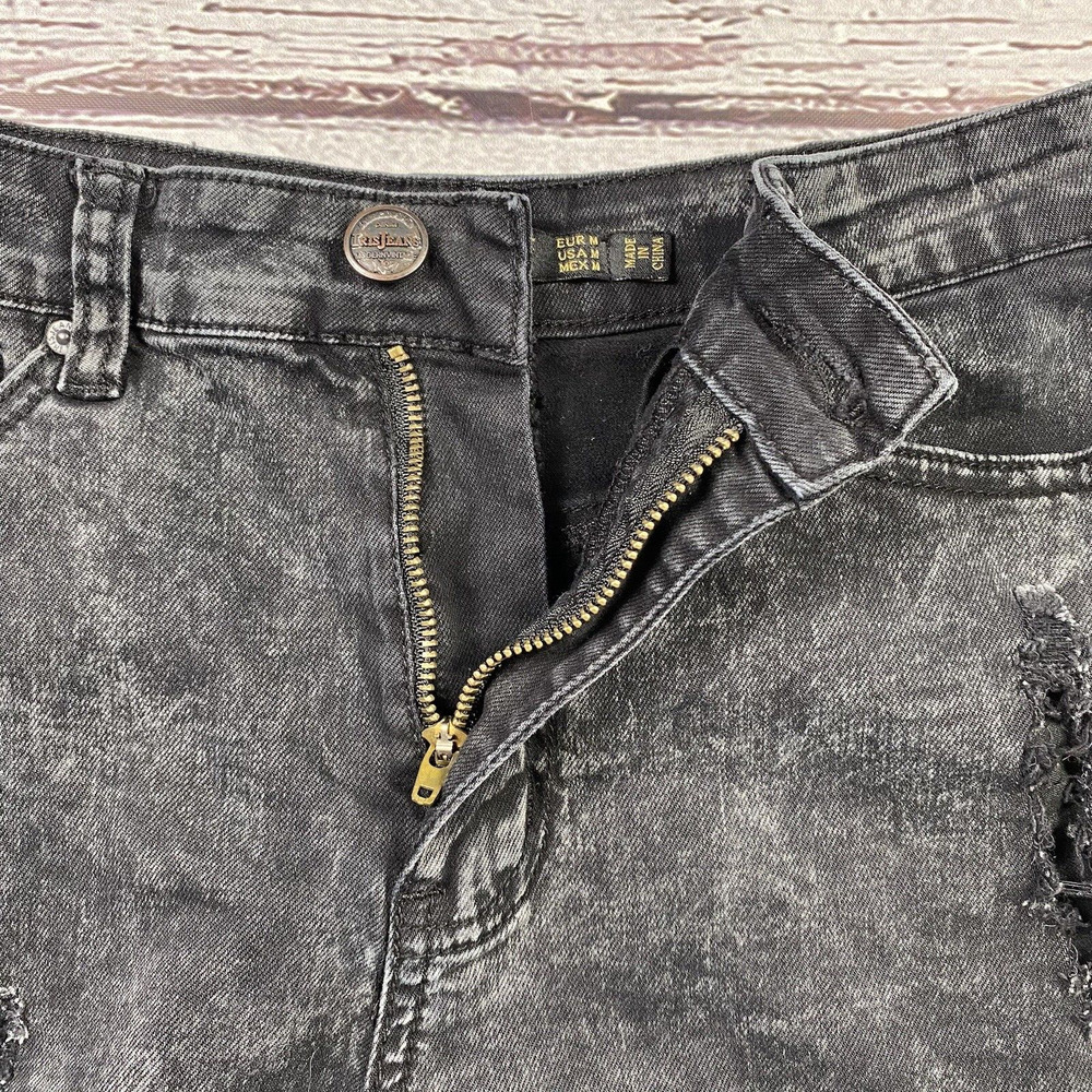 Iris Jeans Cut Off Shorts Modern Vintage Black Stone Washed Size Medium - Picture 7 of 10
